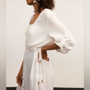 Bocca Rossa A Machined-Texture Beach Cover-Up Robe Size S 100% Viscose